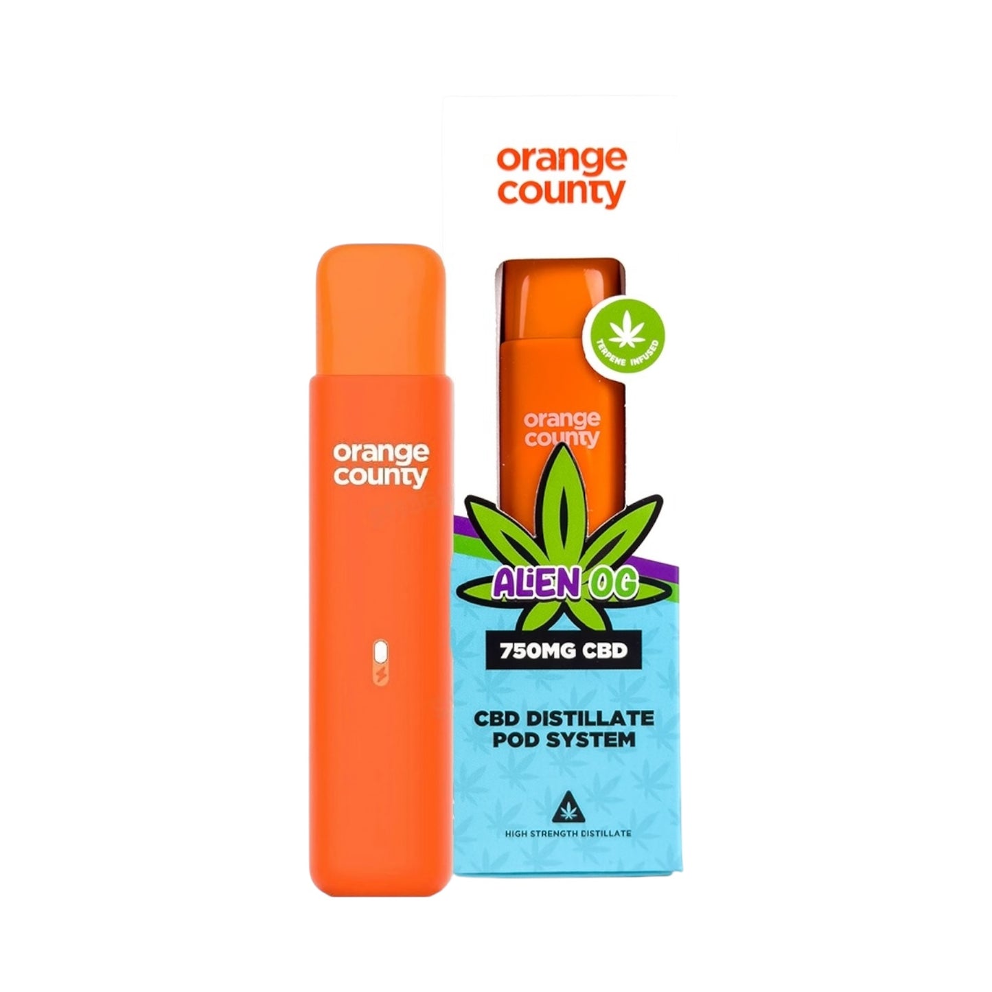 Orange County CBD Pod System - Alien OG (750mg, 1ml, Rechargeable, Broad-Spectrum, THC-Free)