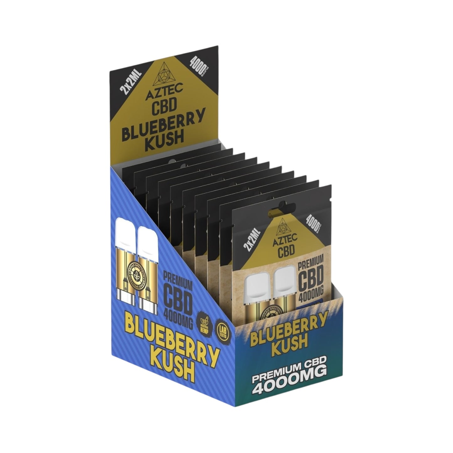 Aztec CBD Premium Pods - Blueberry Kush (4000mg CBD, 2x2ml) | Broad Spectrum, THC-Free | 4000 Puffs