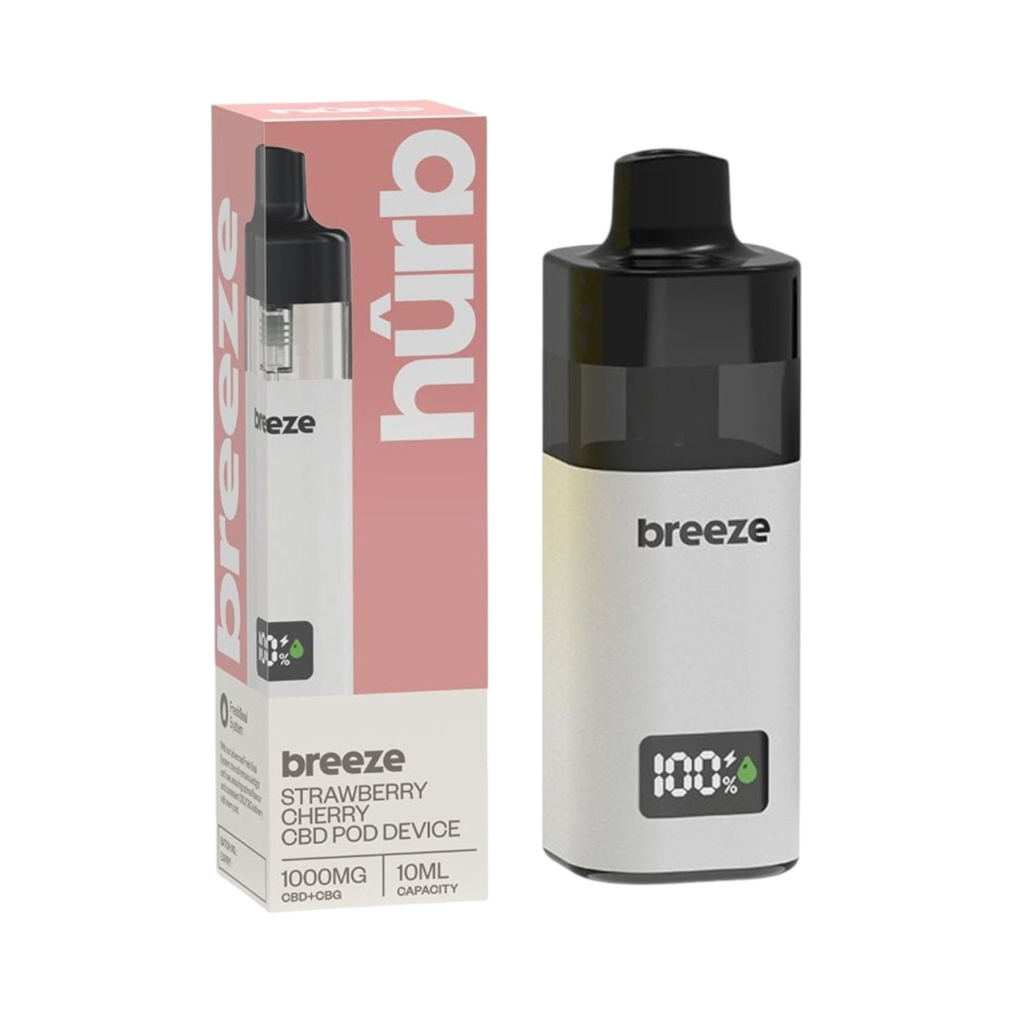 Hûrb Breeze CBD Pod Device - Strawberry Cherry (1000mg CBD+CBG, 10ml Pod, 3000 Puffs) | Rechargeable Pod Kit