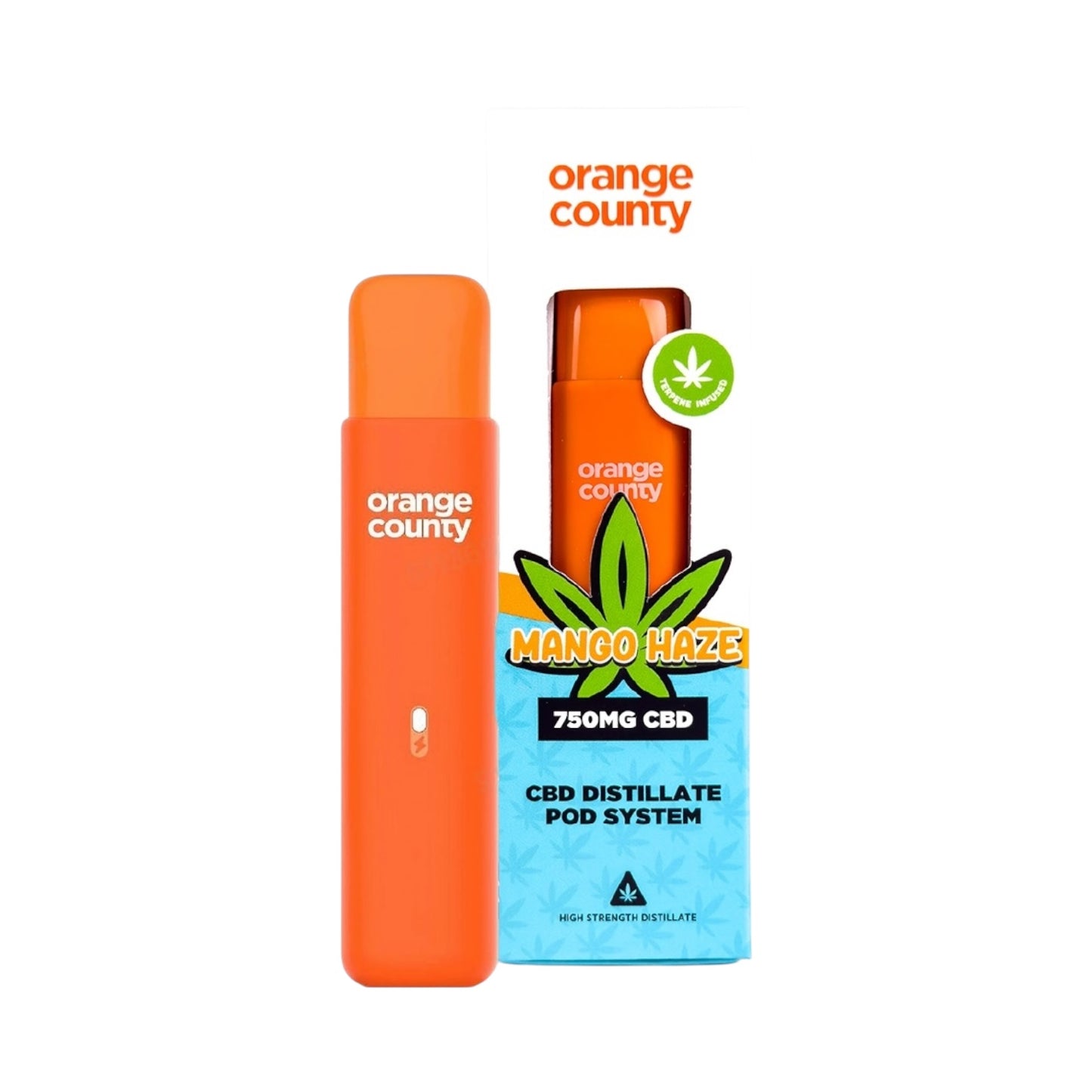 Orange County CBD Pod System - Mango Haze (750mg, 1ml, Rechargeable, Broad-Spectrum, THC-Free)