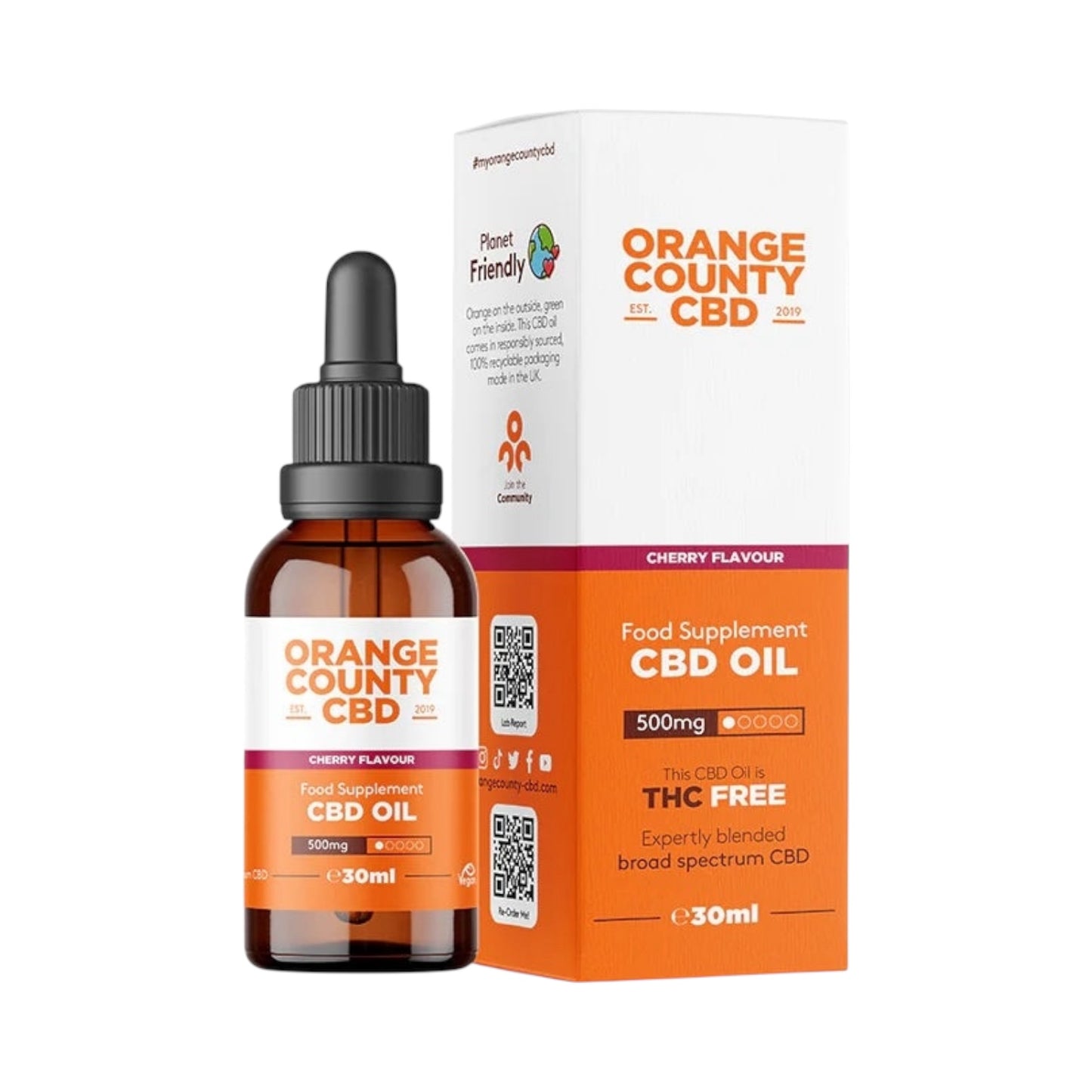Orange County CBD Broad Spectrum Oil – Cherry Flavour (30ml | 500mg / 1000mg / 1500mg CBD)