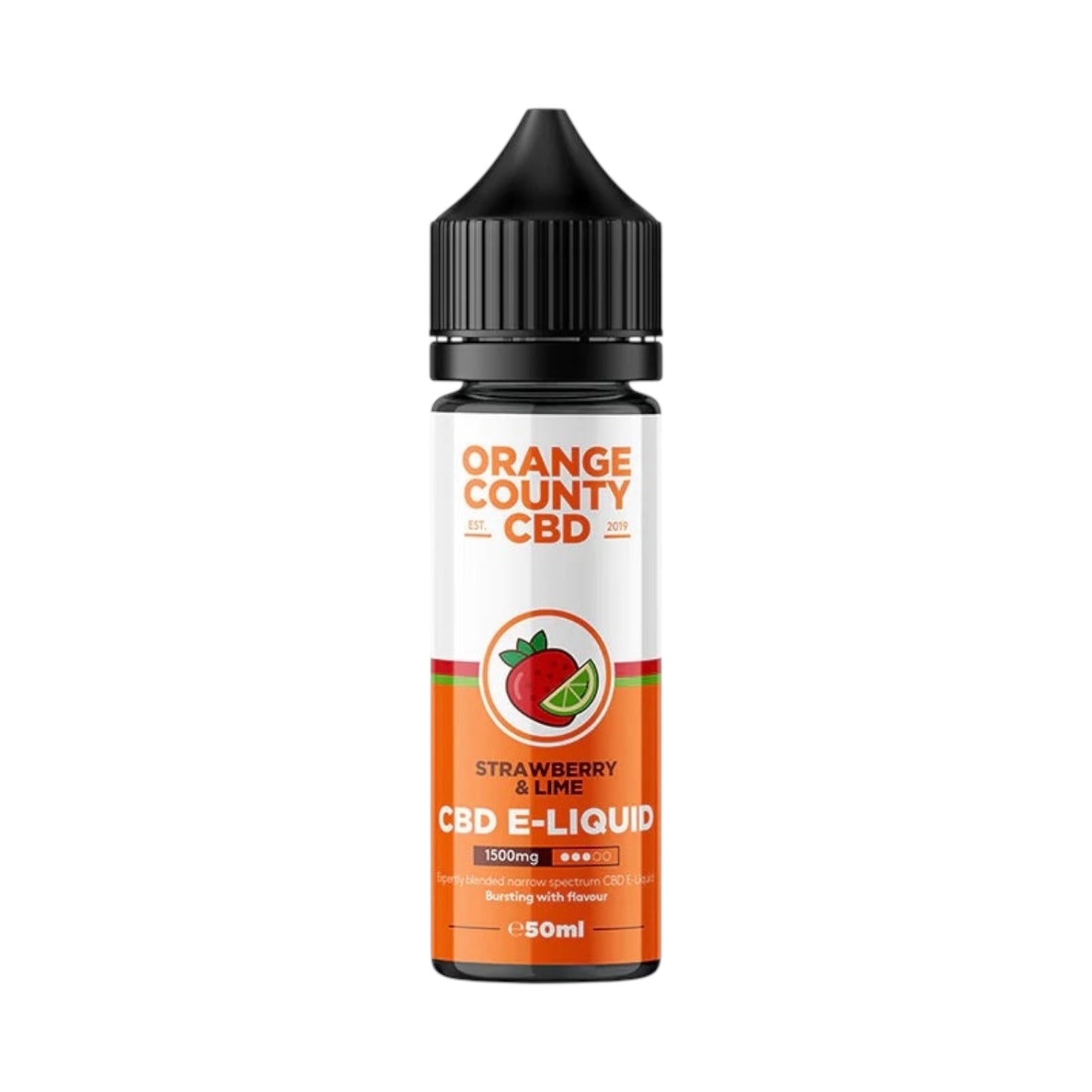 Orange County CBD E-liquid - Strawberry & Lime (1500mg CBD, 50ml) | Broad Spectrum, THC-Free Vape Juice