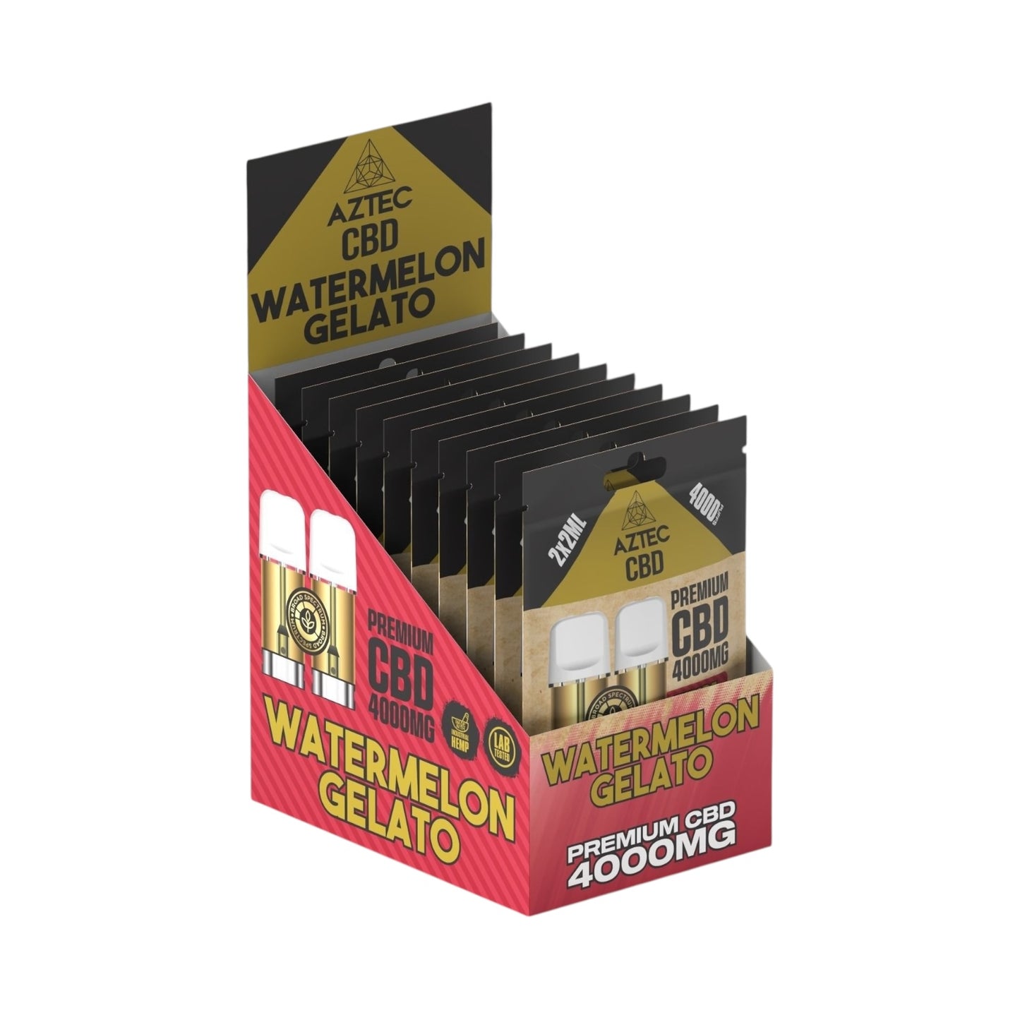 Aztec CBD Premium Pods - Watermelon Gelato (4000mg CBD, 2x2ml) | Broad Spectrum, THC-Free | 4000 Puffs