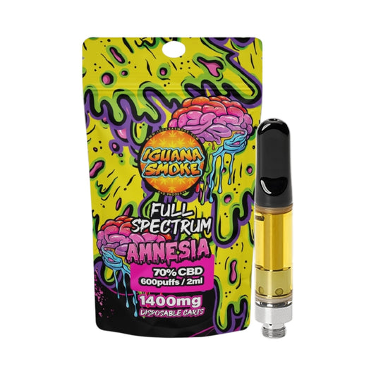Iguana Smoke CBD Vape Cartridge - Amnesia (1400mg, 2ml, 70% Full-Spectrum CBD) | 510 Thread Compatible