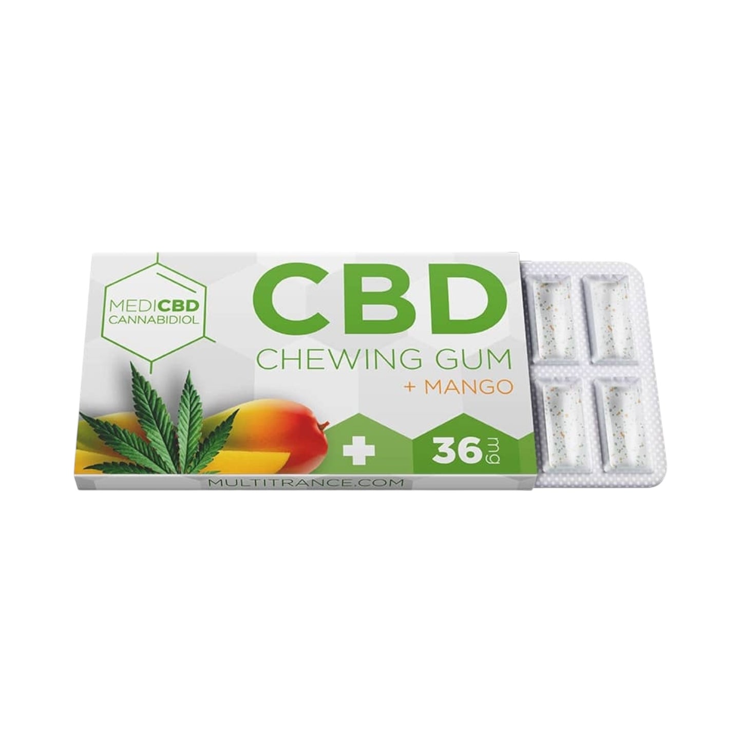 MediCBD CBD Chewing Gum – Mango Flavour (17mg CBD, THC-Free, 12 Pieces, EU Made)