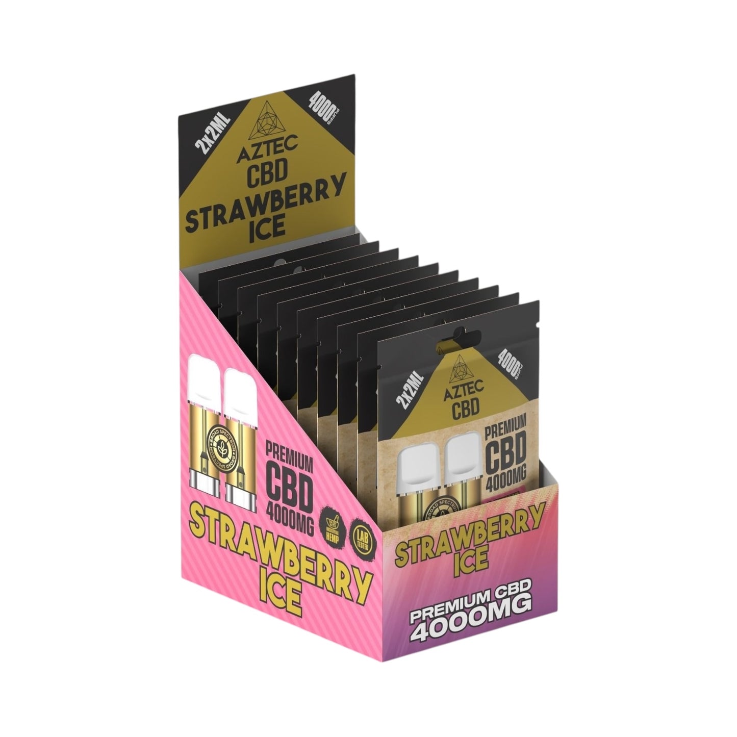 Aztec CBD Premium Pods - Strawberry Ice (4000mg CBD, 2x2ml) | Broad Spectrum, THC-Free | 4000 Puffs