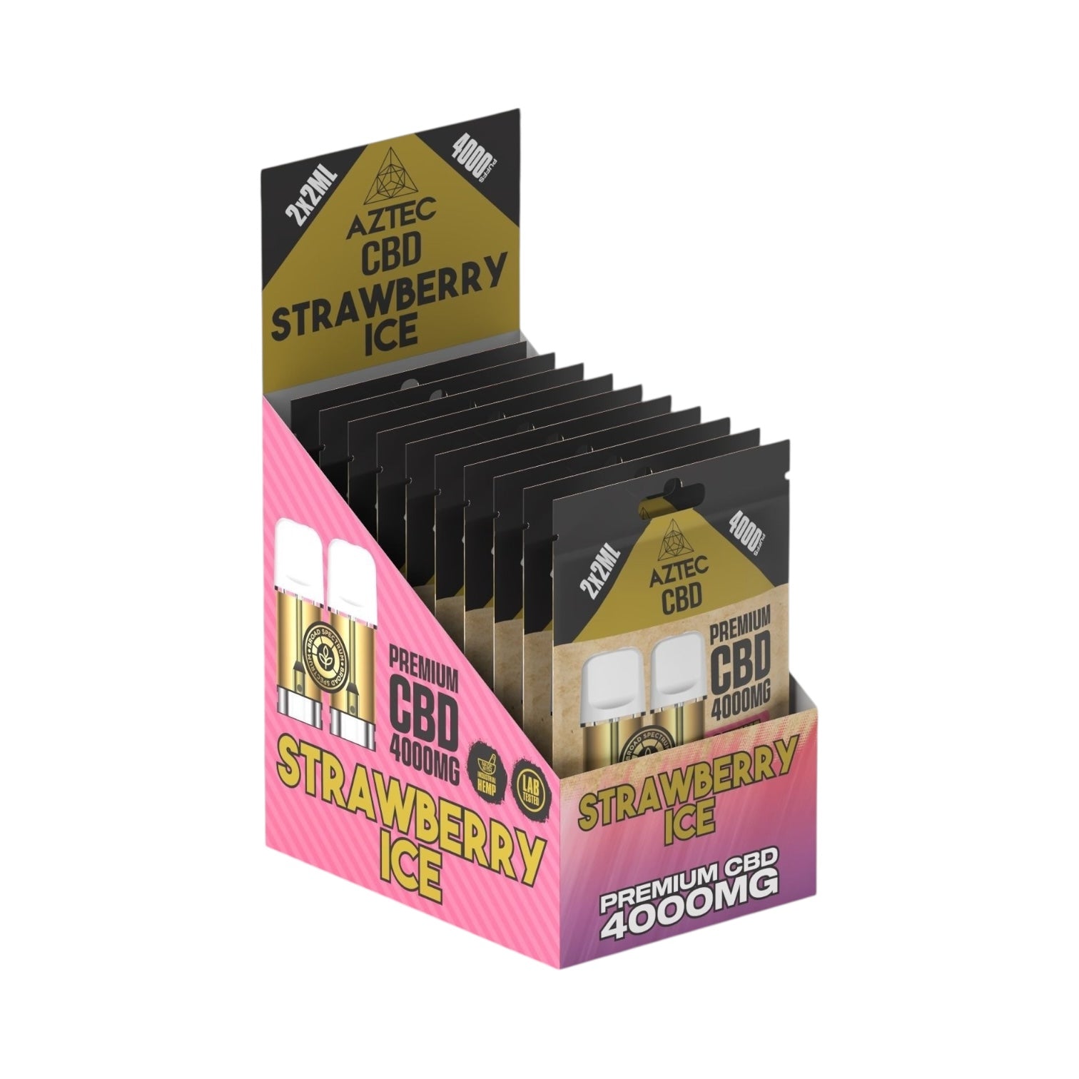 Aztec CBD Premium Pods - Strawberry Ice (4000mg CBD, 2x2ml) | Broad Spectrum, THC-Free | 4000 Puffs