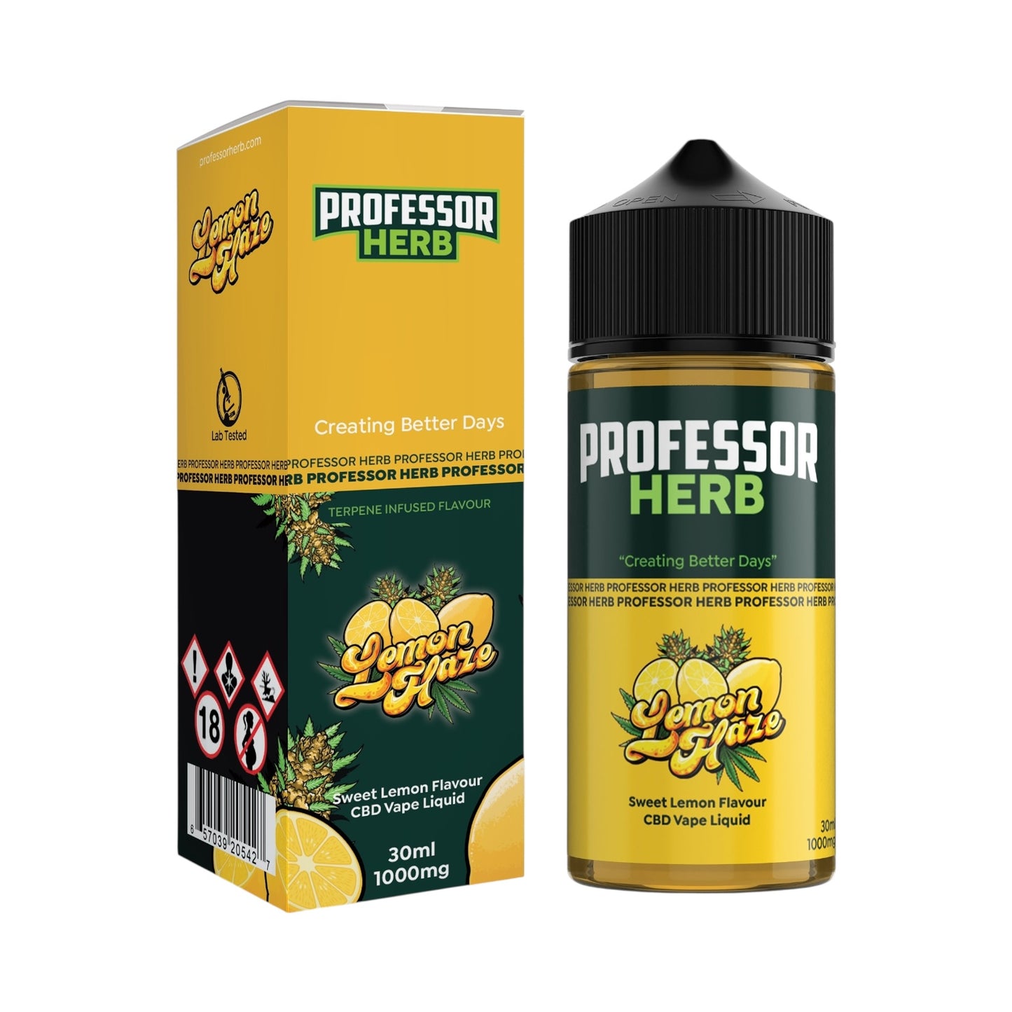Professor Herb CBD Vape Liquid - Lemon Haze (1000mg CBD, 30ml) | Cannabis Terpenes | UK Made