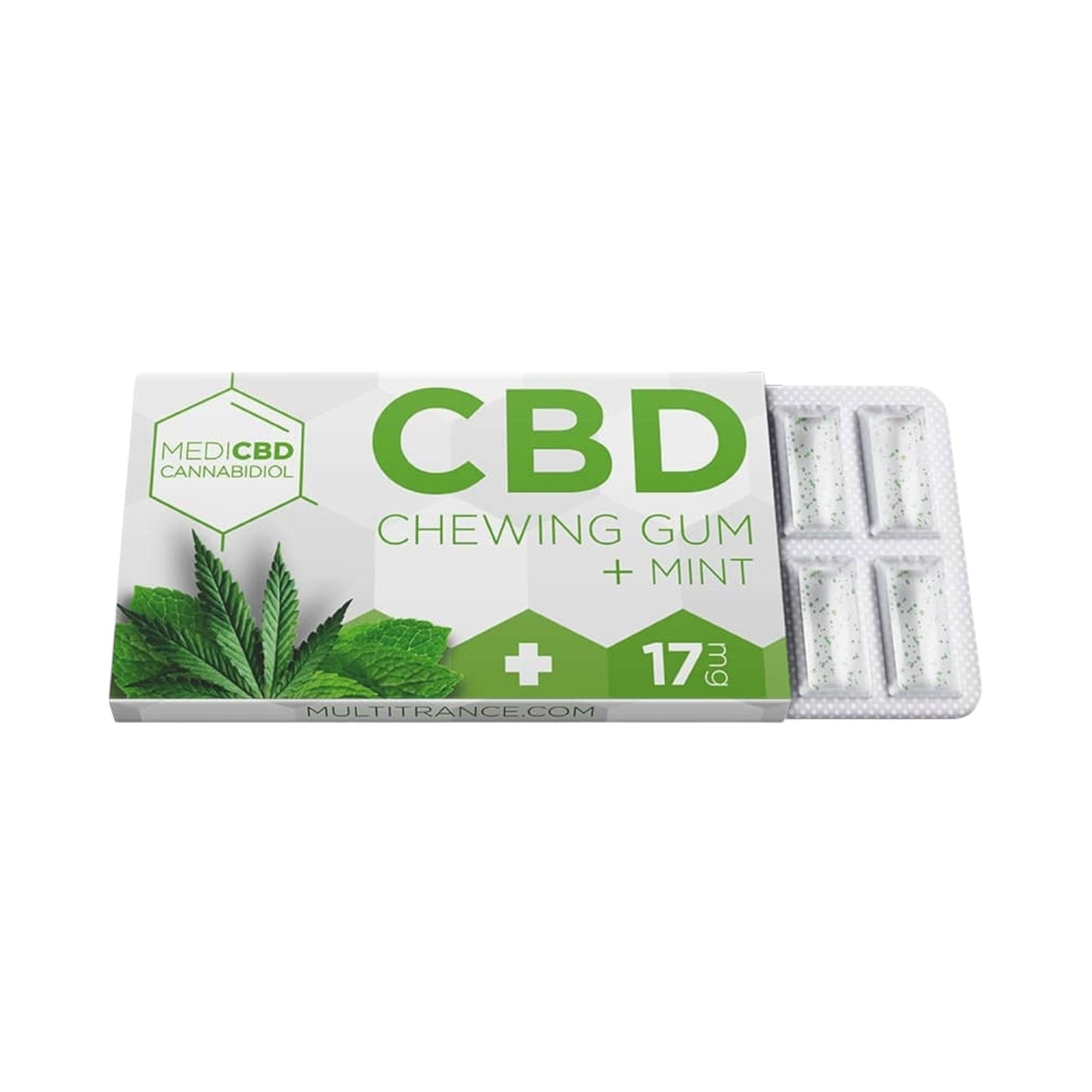 MediCBD CBD Chewing Gum – Mint Flavour (17mg CBD, THC-Free, 12 Pieces, EU Made)