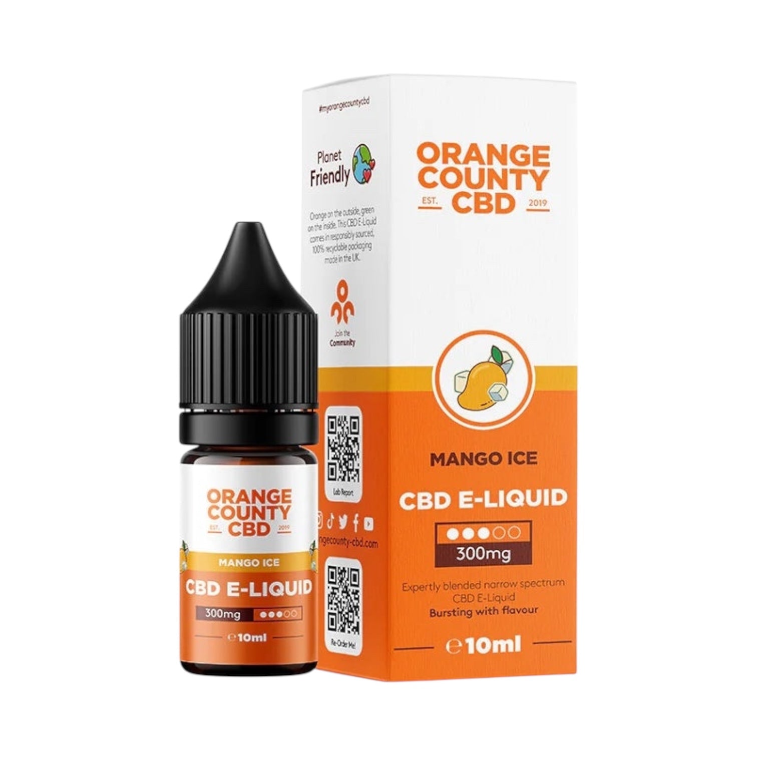 Orange County CBD E-liquid - Mango Ice (300mg CBD, 10ml) | Broad Spectrum, THC-Free Vape Juice