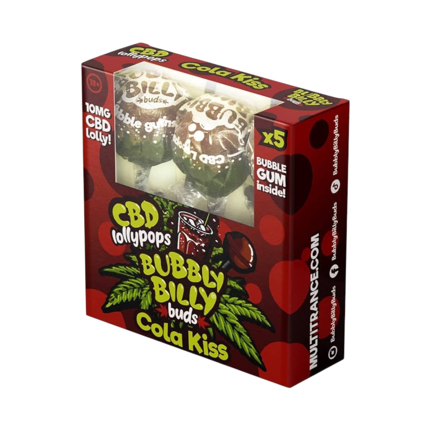 Bubbly Billy Bud’s CBD Lollipops Gift Box – Cola Kiss (5 Pack, 10mg CBD Each, THC-Free, EU Made)
