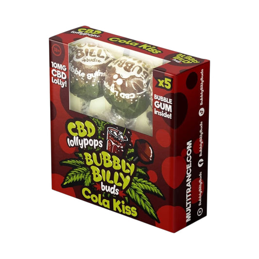 Bubbly Billy Bud’s CBD Lollipops Gift Box – Cola Kiss (5 Pack, 10mg CBD Each, THC-Free, EU Made)