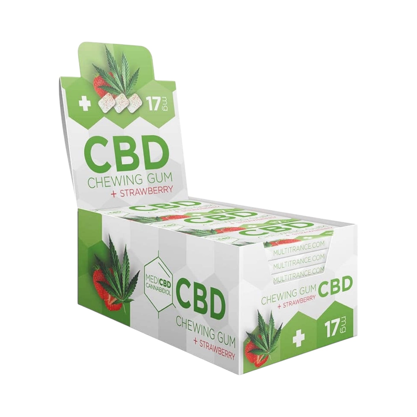 MediCBD CBD Chewing Gum – Strawberry Flavour (17mg CBD, THC-Free, 12 Pieces, EU Made)