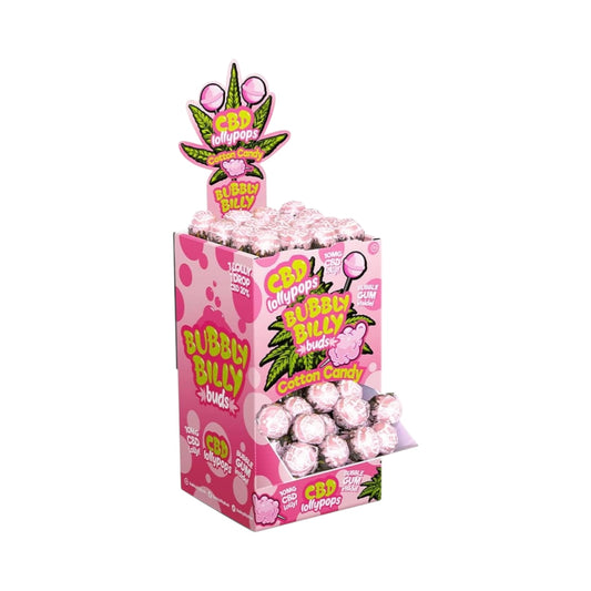 Bubbly Billy Bud’s CBD Lollipops – Cotton Candy Flavour (10mg CBD per Lolly, THC-Free, EU Made)
