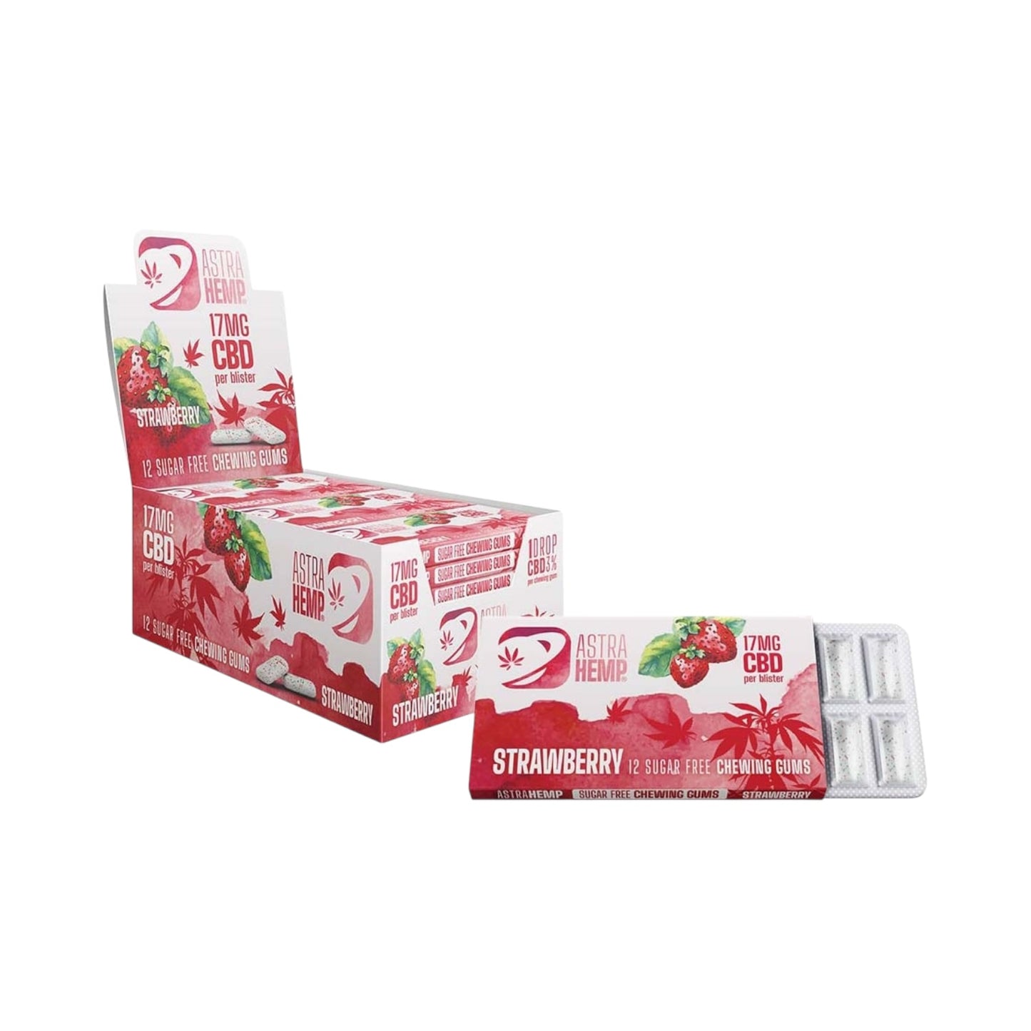 Astra Hemp CBD Chewing Gum – Strawberry Flavour (17mg CBD, THC-Free, 12 Pieces, EU Made)