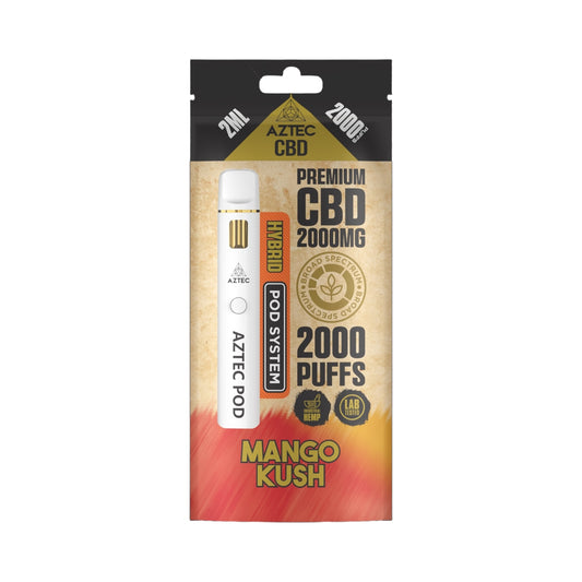 Aztec CBD Premium Pod System - Mango Kush (2000mg CBD, 2ml) | Broad Spectrum, THC-Free