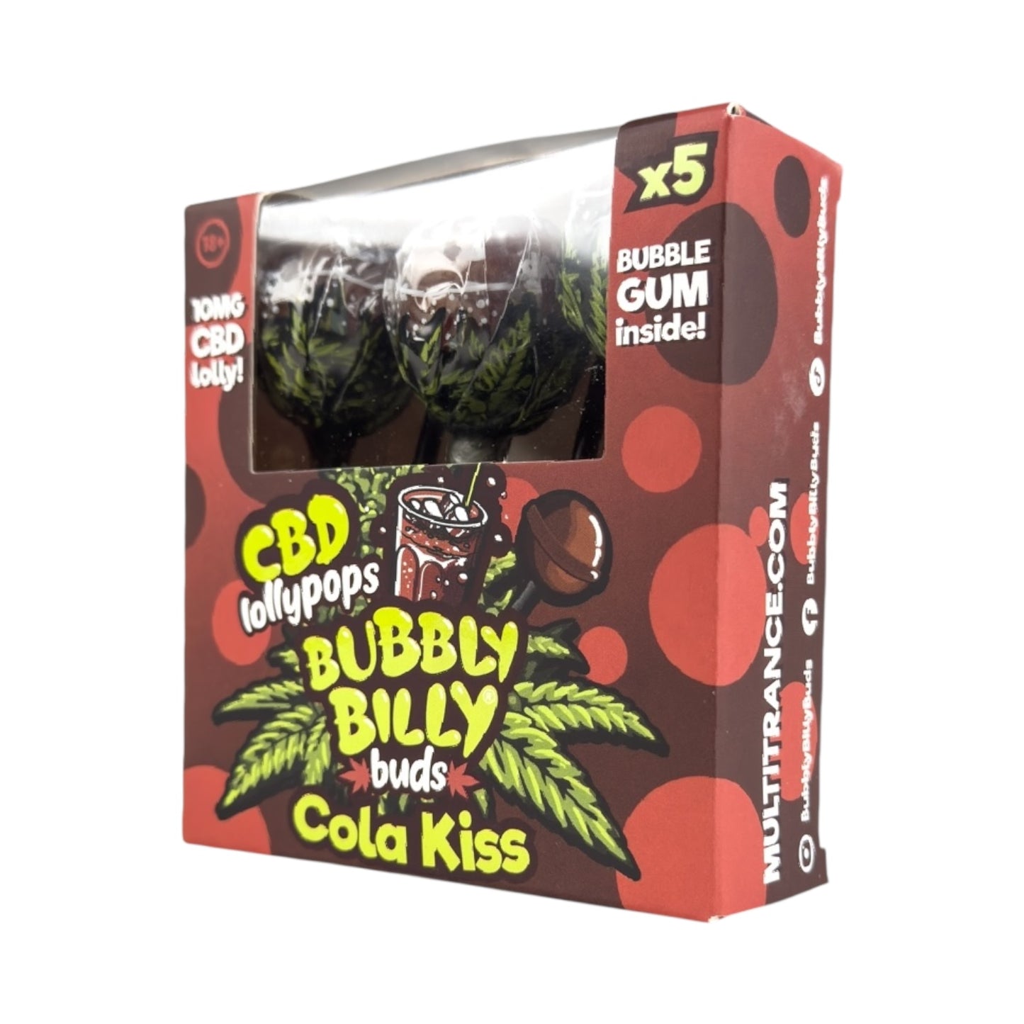 Bubbly Billy Bud’s CBD Lollipops Gift Box – Cola Kiss (5 Pack, 10mg CBD Each, THC-Free, EU Made)