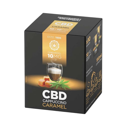 Multitrance CBD Coffee Instant Caramel Cappuccino – 10mg CBD per Sachet (10 Pack | CBD Infused Instant Coffee)