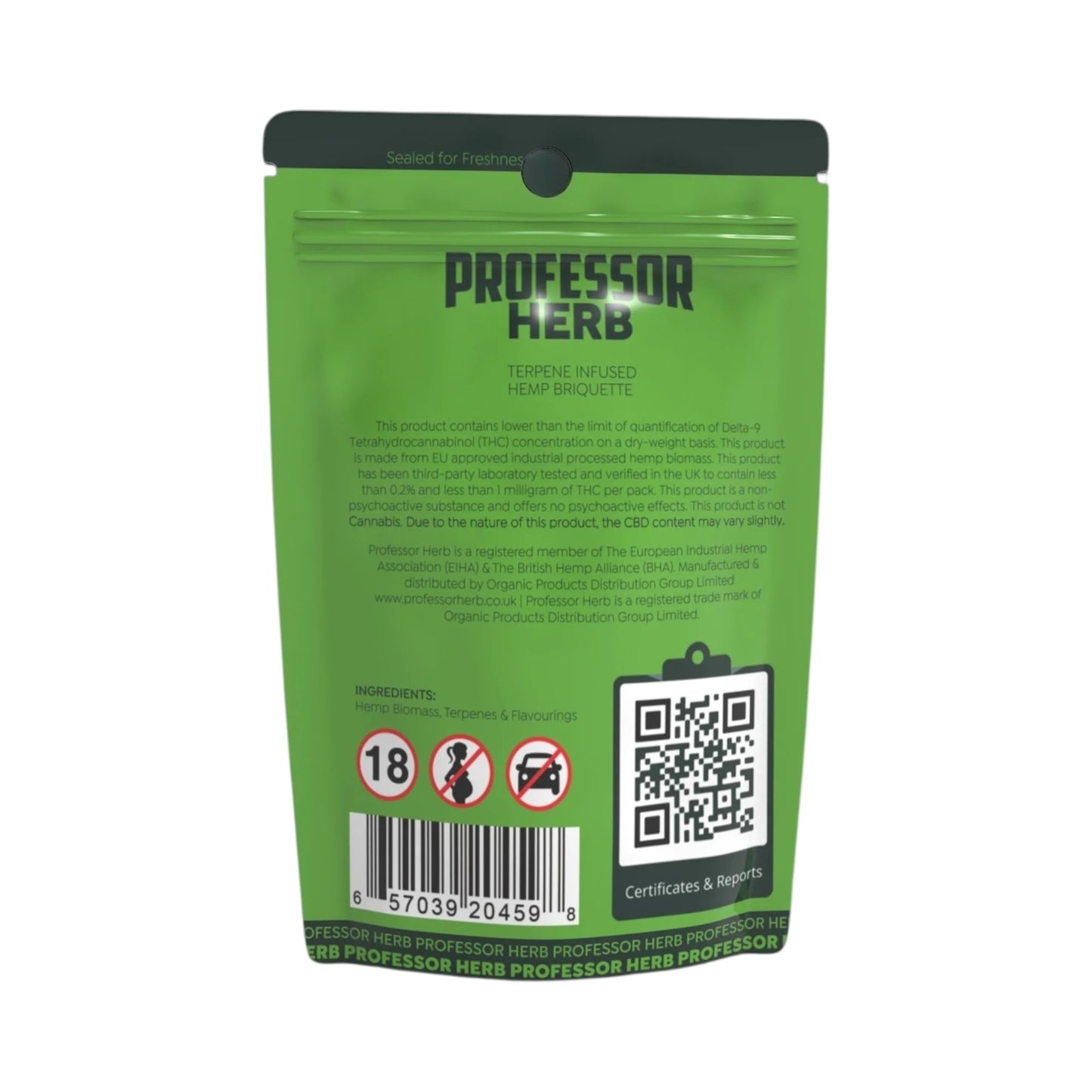 Professor Herb Hemp Briquette Hash (3.5g) – Bubba Gum OG | Premium CBD Hemp Hash | Italian Hemp Pollen | 175mg CBD