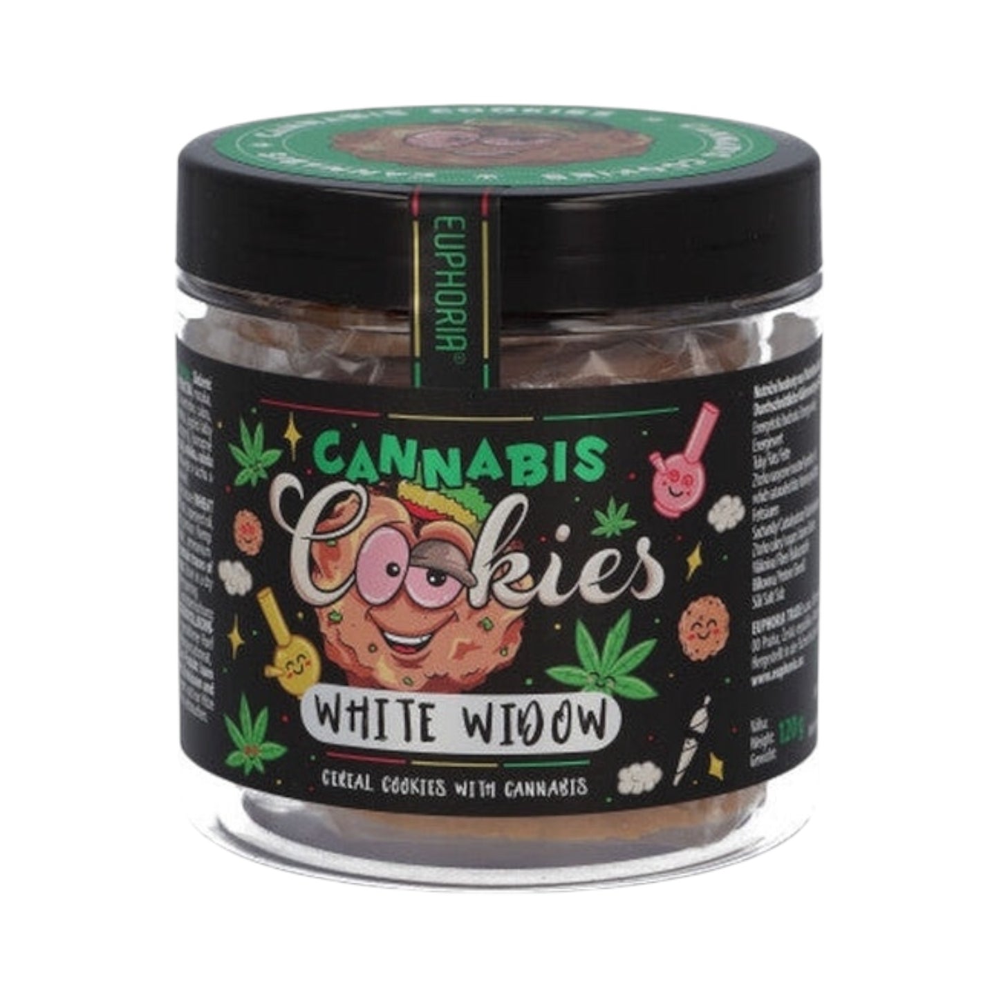Euphoria Cannabis Cookies – White Widow (120mg CBD | 12 Cookies per Pot | Vegan & Gluten-Free)