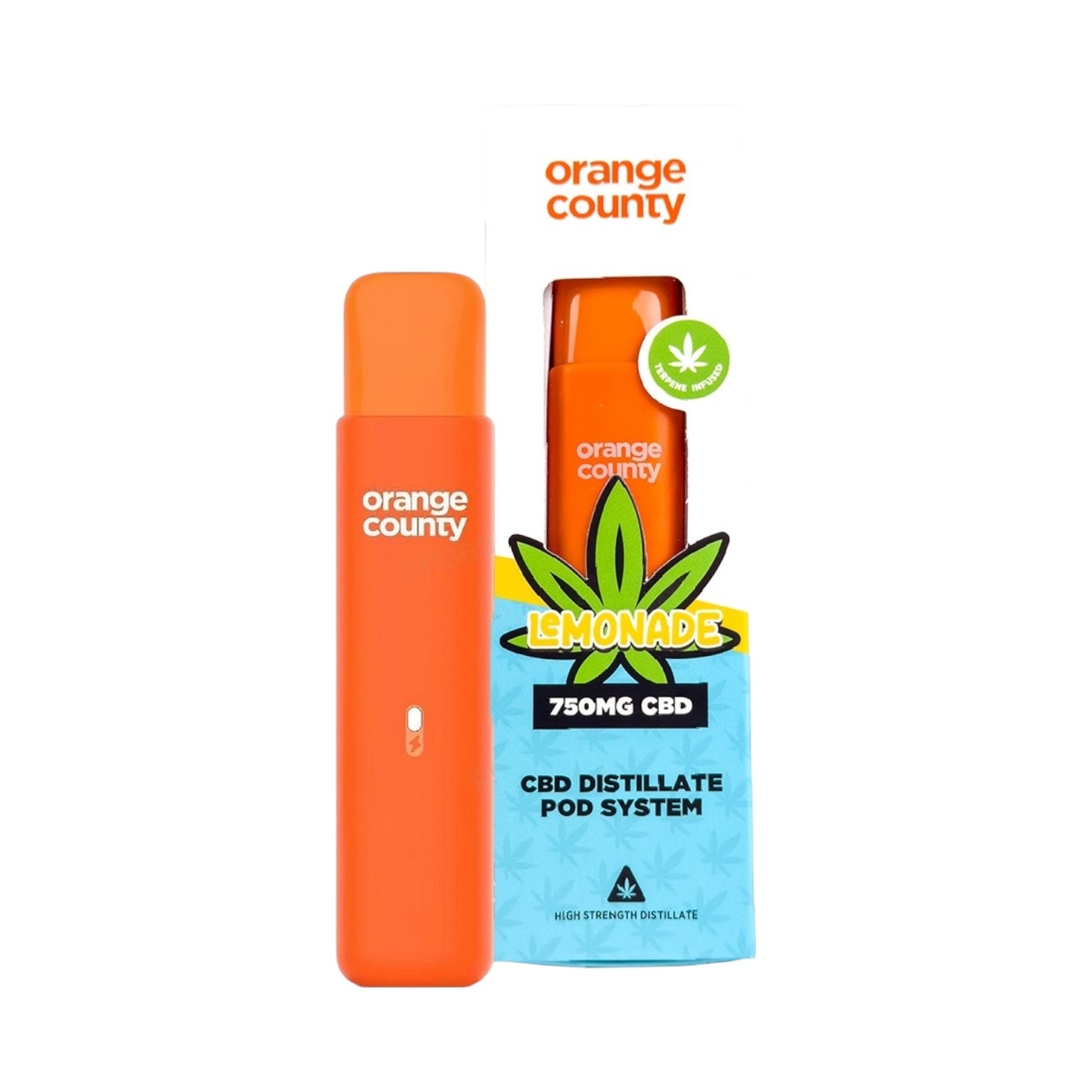Orange County CBD Pod System - Lemonade (750mg, 1ml, Rechargeable, Broad-Spectrum, THC-Free)