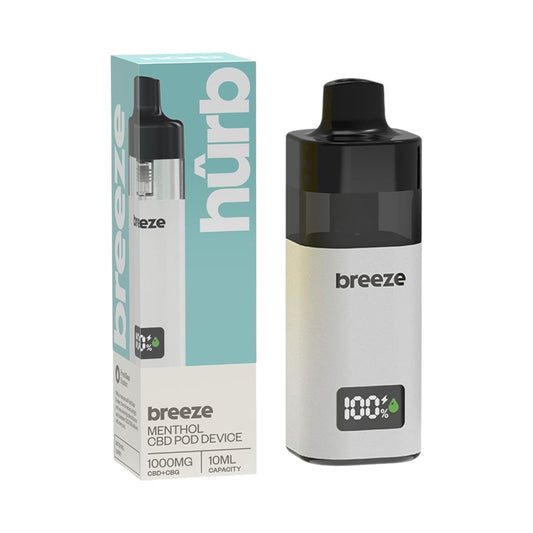 Hûrb Breeze CBD Pod Device - Menthol (1000mg CBD+CBG, 10ml Pod, 3000 Puffs) | Refreshing CBD Vape Pod Kit