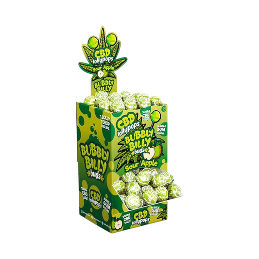 Bubbly Billy Bud’s CBD Lollipops – Sour Apple Flavour (10mg CBD per Lolly, THC-Free, EU Made)