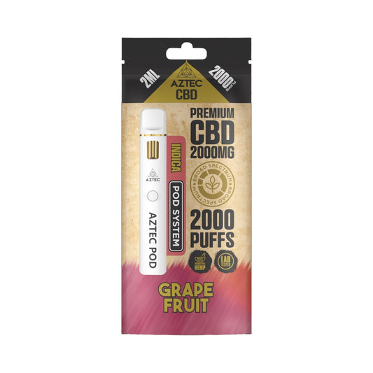Aztec CBD Premium Pod System - Grapefruit (2000mg CBD, 2ml) | Broad Spectrum, THC-Free