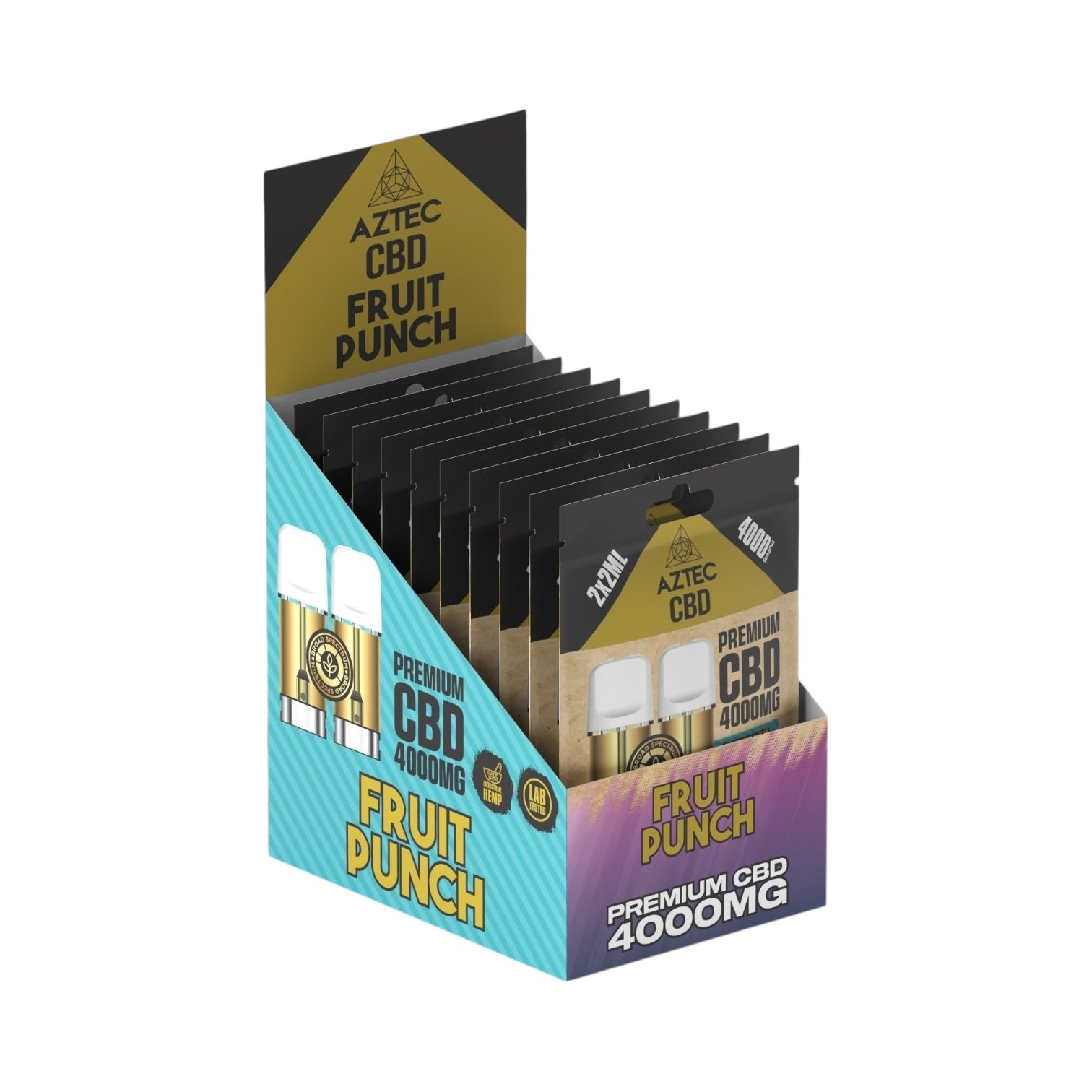 Aztec CBD Premium Pods - Fruit Punch (4000mg CBD, 2x2ml) | Broad Spectrum, THC-Free | 4000 Puffs