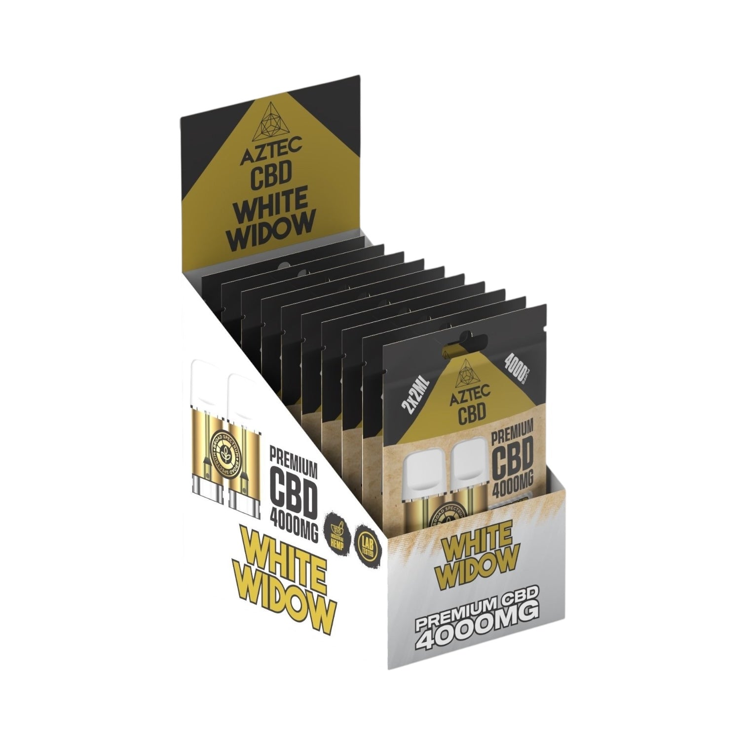 Aztec CBD Premium Pods - White Widow (4000mg CBD, 2x2ml) | Broad Spectrum, THC-Free | 4000 Puffs