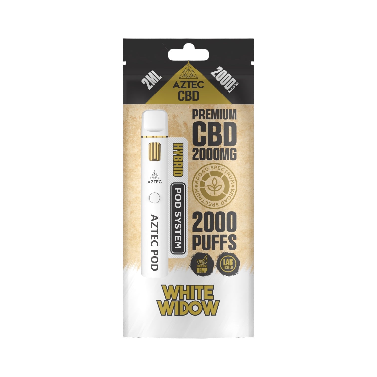 Aztec CBD Premium Pod System - White Widow (2000mg CBD, 2ml) | Broad Spectrum, THC-Free