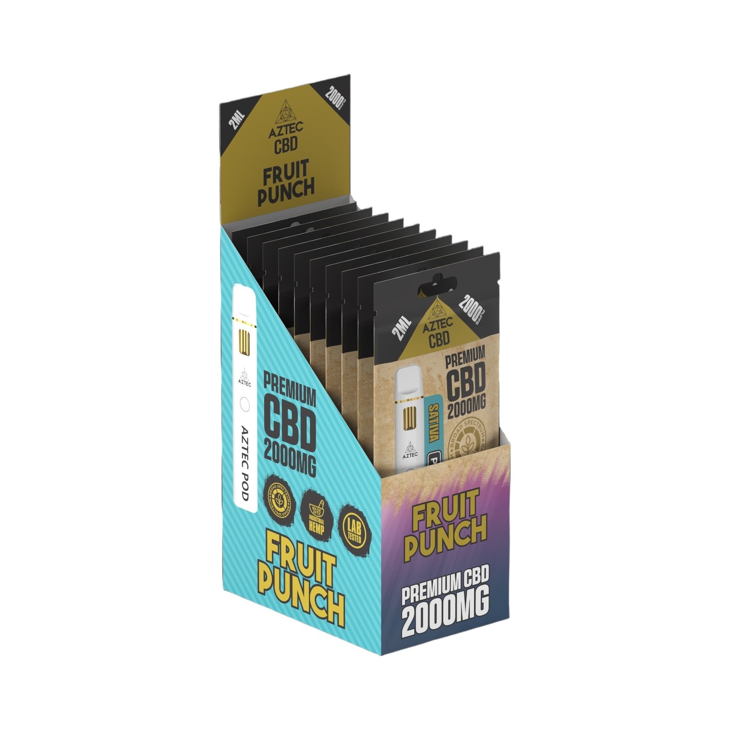 Aztec CBD Premium Pod System - Fruit Punch (2000mg CBD, 2ml) | Broad Spectrum, THC-Free