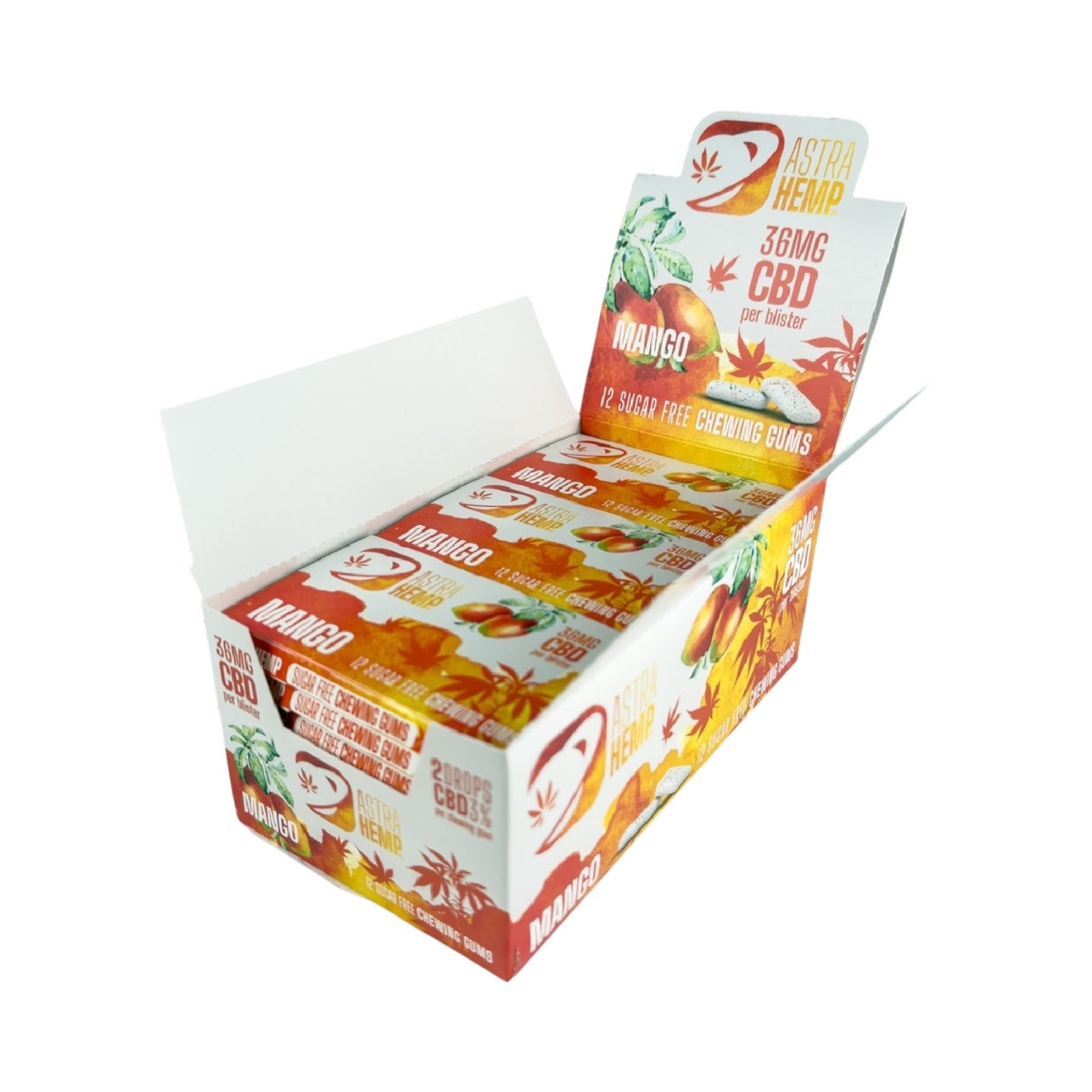Astra Hemp CBD Chewing Gum – Mango Flavour (17mg CBD, THC-Free, 12 Pieces, EU Made)