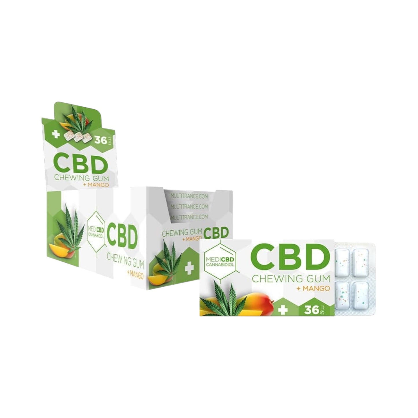 MediCBD CBD Chewing Gum – Mango Flavour (17mg CBD, THC-Free, 12 Pieces, EU Made)