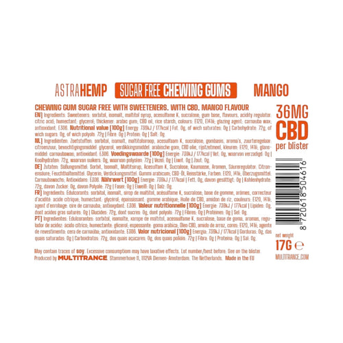 Astra Hemp CBD Chewing Gum Mango 36mg | THC-Free CBD Gum