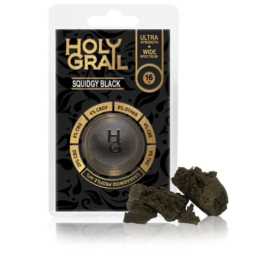 Holy Grail Squidgy Black (16%) - 270mg Wide Spectrum CBD Solid | Premium UK Hemp Extract | Available in 1g, 1.7g & 3.5g