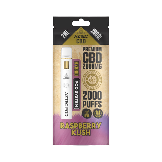 Aztec CBD Premium Pod System - Raspberry Kush (2000mg CBD, 2ml) | Broad Spectrum, THC-Free