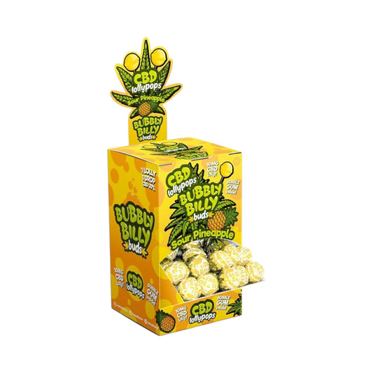 Bubbly Billy Bud’s CBD Lollipops – Sour Pineapple Flavour (10mg CBD per Lolly, THC-Free, EU Made)