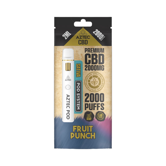 Aztec CBD Premium Pod System - Fruit Punch (2000mg CBD, 2ml) | Broad Spectrum, THC-Free