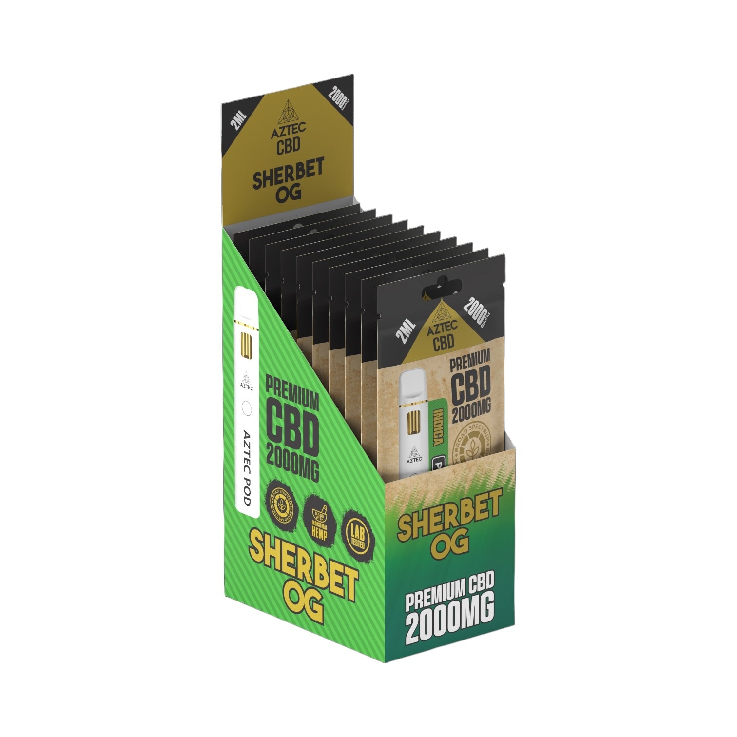 Aztec CBD Premium Pod System - Sherbet OG (2000mg CBD, 2ml) | Broad Spectrum, THC-Free