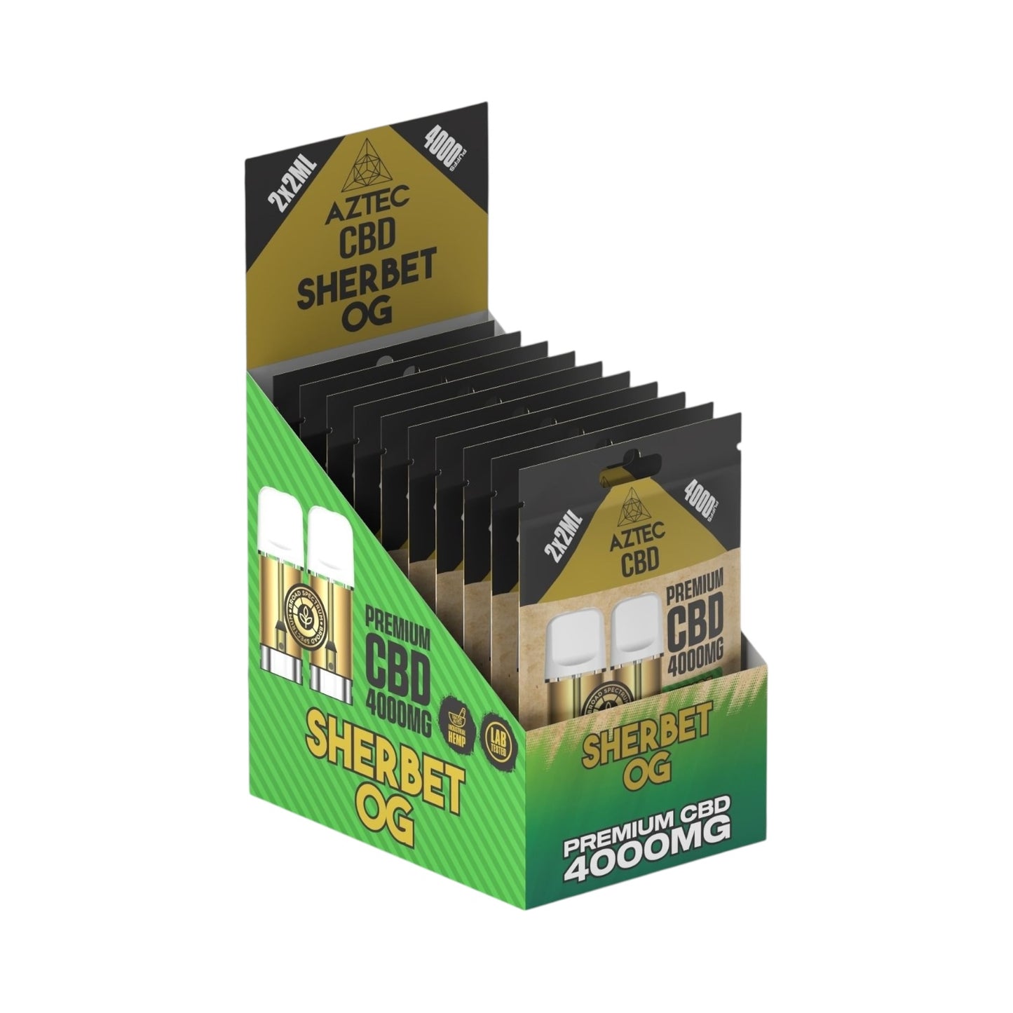 Aztec CBD Premium Pods - Sherbet OG (4000mg CBD, 2x2ml) | Broad Spectrum, THC-Free | 4000 Puffs