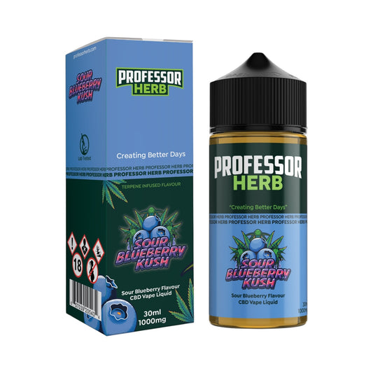Professor Herb CBD Vape Liquid - Sour Blueberry Kush (1000mg CBD, 30ml) | Cannabis Terpenes | UK Made