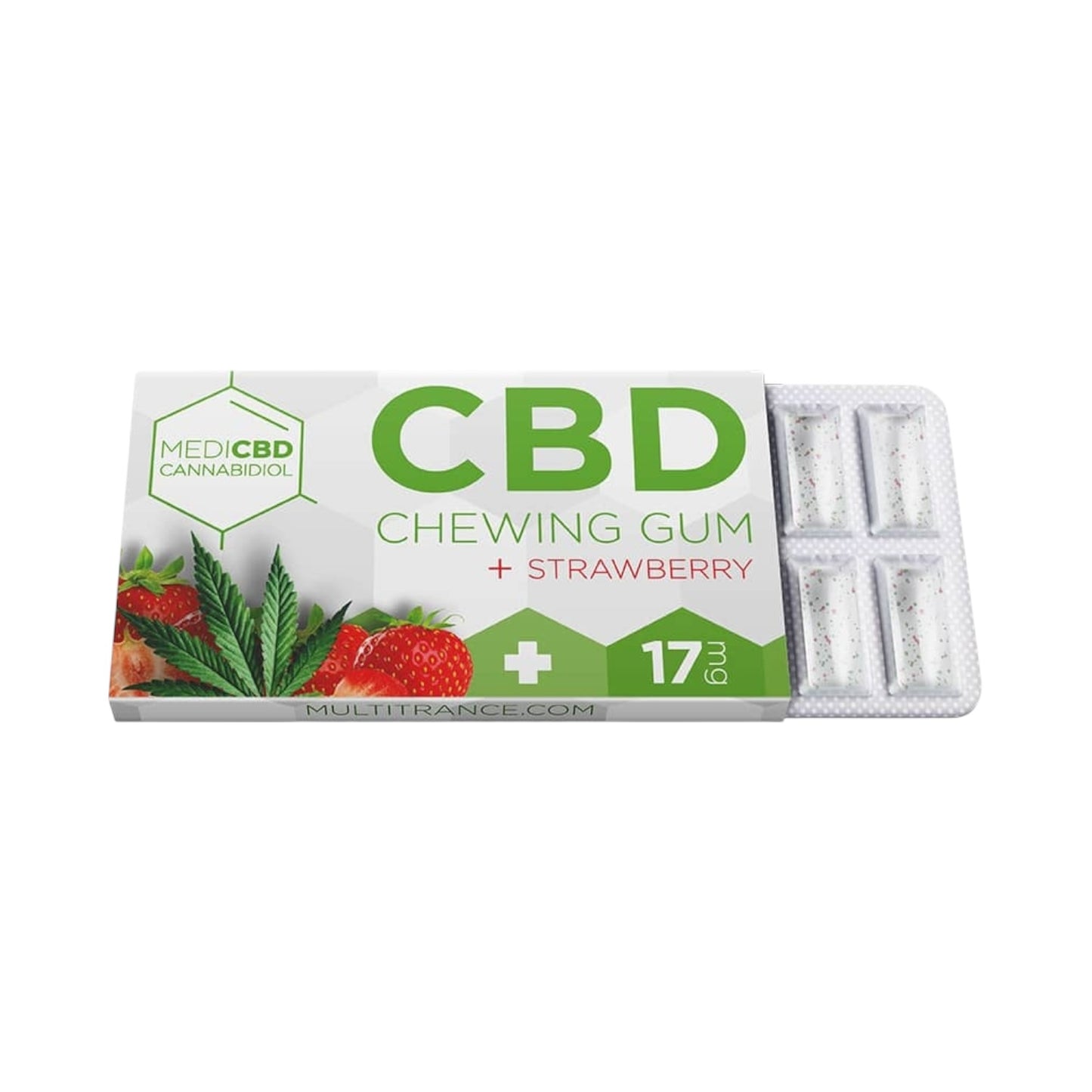 MediCBD CBD Chewing Gum – Strawberry Flavour (17mg CBD, THC-Free, 12 Pieces, EU Made)