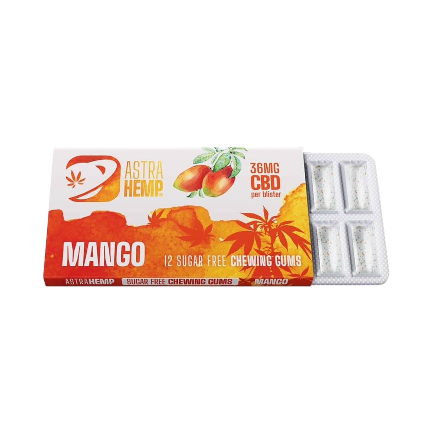 Astra Hemp CBD Chewing Gum – Mango Flavour (17mg CBD, THC-Free, 12 Pieces, EU Made)