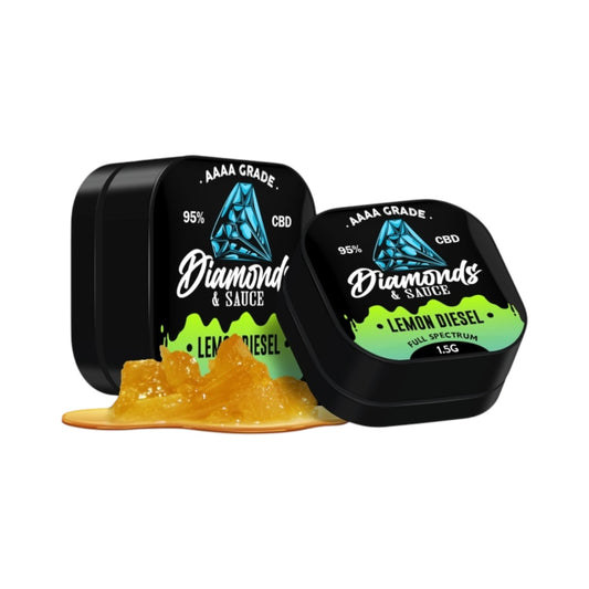 Diamonds & Sauce – Lemon Diesel (1.5g | 95% Full Spectrum CBD | 3% CBG | Terpene Infused)