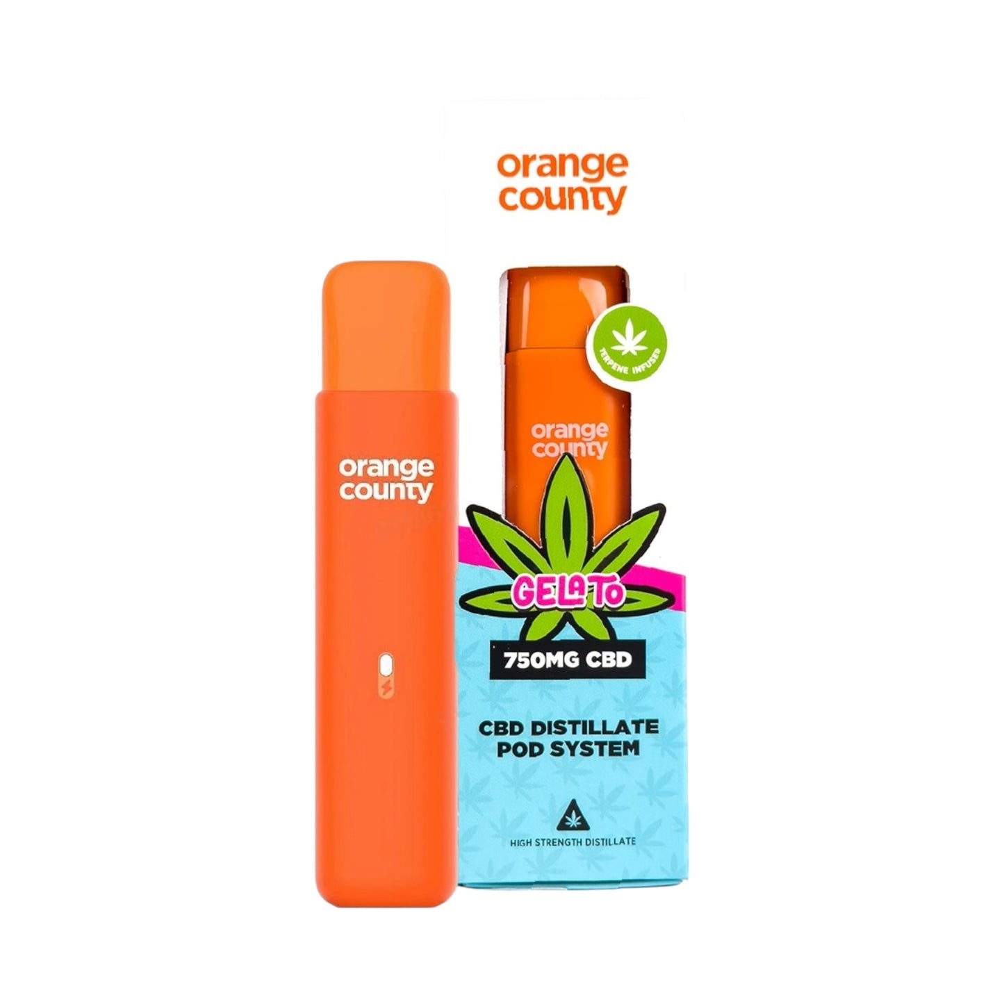 Orange County CBD Pod System - Gelato (750mg, 1ml, Rechargeable, Broad-Spectrum, THC-Free)