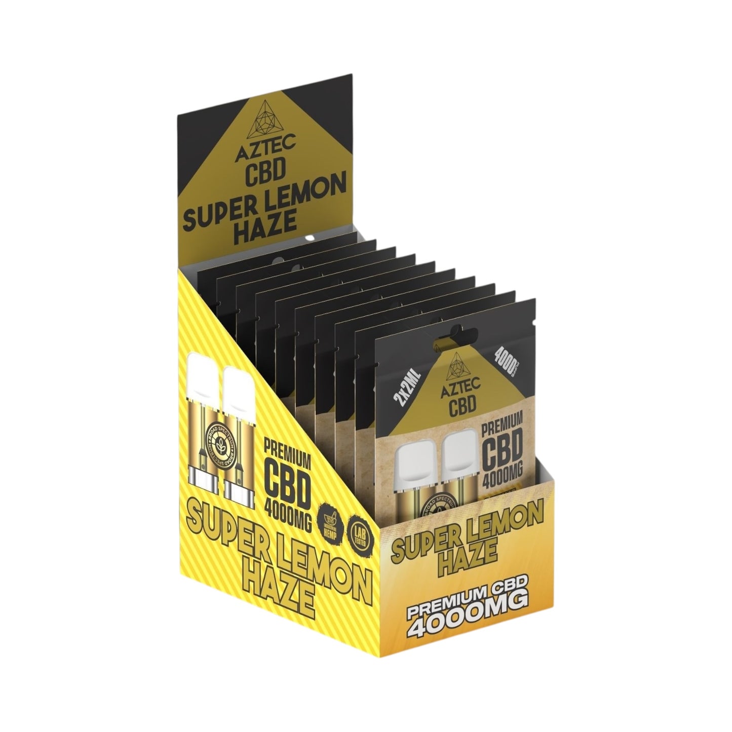 Aztec CBD Premium Pods - Super Lemon Haze (4000mg CBD, 2x2ml) | Broad Spectrum, THC-Free | 4000 Puffs