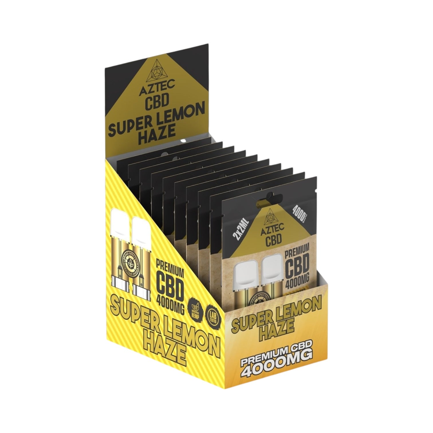 Aztec CBD Premium Pods - Super Lemon Haze (4000mg CBD, 2x2ml) | Broad Spectrum, THC-Free | 4000 Puffs