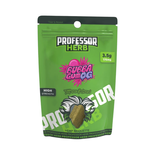 Professor Herb Hemp Briquette Hash (3.5g) – Bubba Gum OG | Premium CBD Hemp Hash | Italian Hemp Pollen | 175mg CBD