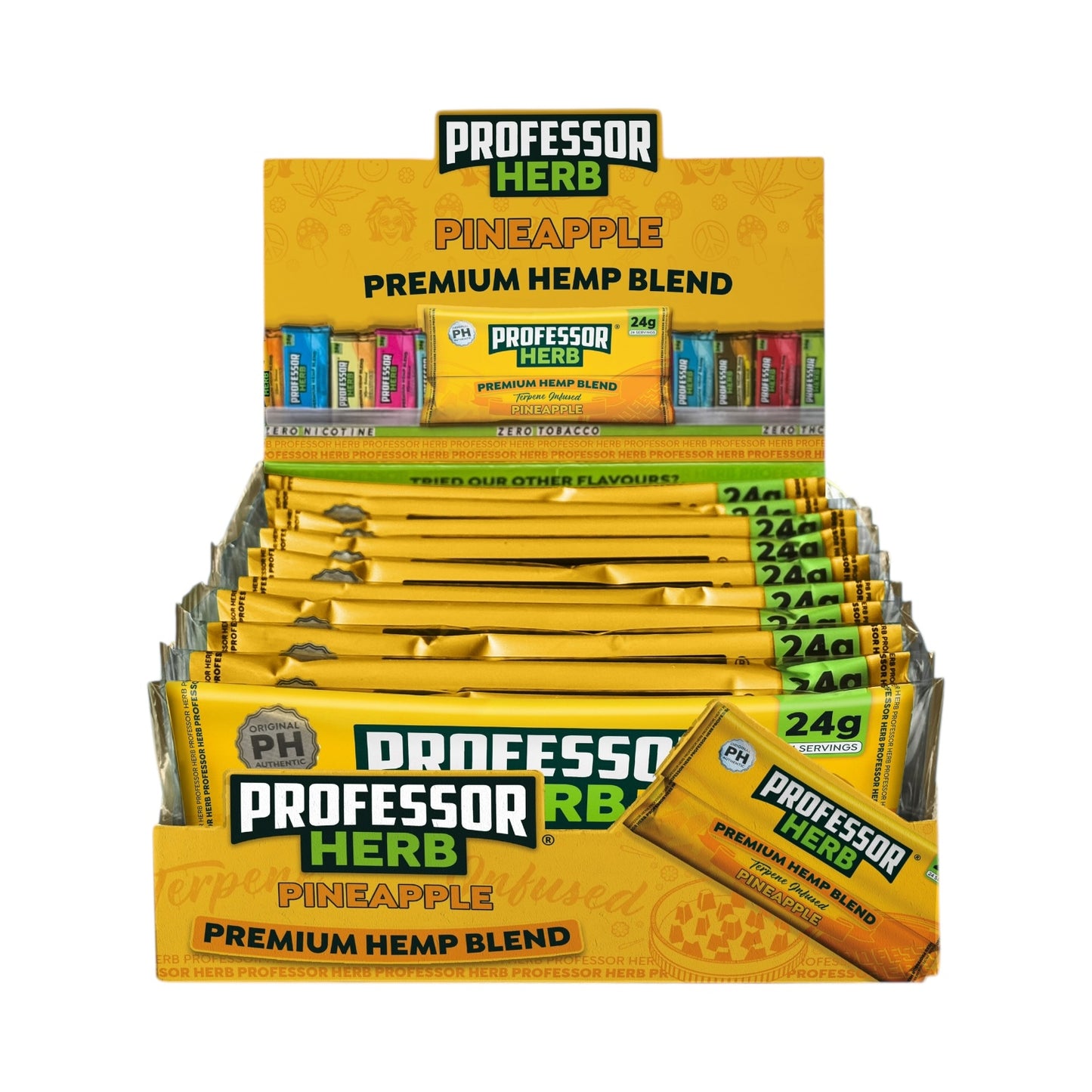 Professor Herb Premium Hemp Blend (24g) – Pineapple | Tropical Fruity Flavour – 1400mg CBD | Tobacco-Free, Nicotine-Free, THC-Free